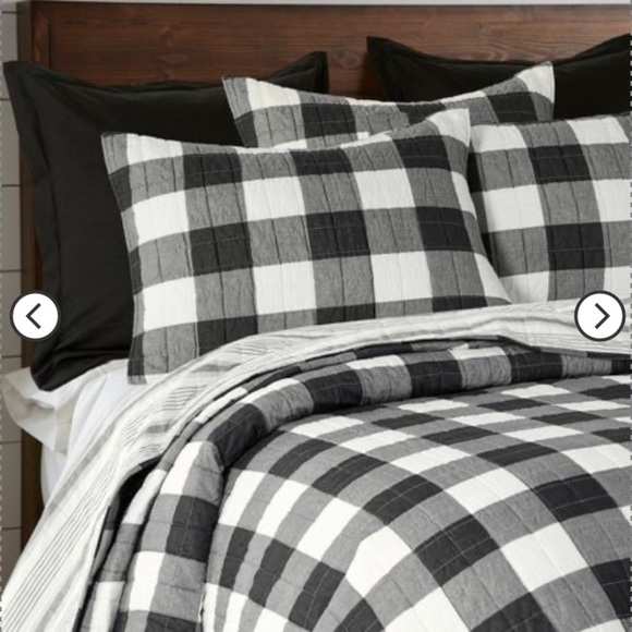 Levtex Home Reversible twin plaid Camden black bedspread set set of 2 - Picture 3 of 9